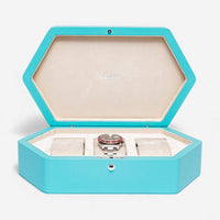 Rapport London Portobello Turquoise Leather Three Watch Box TA43