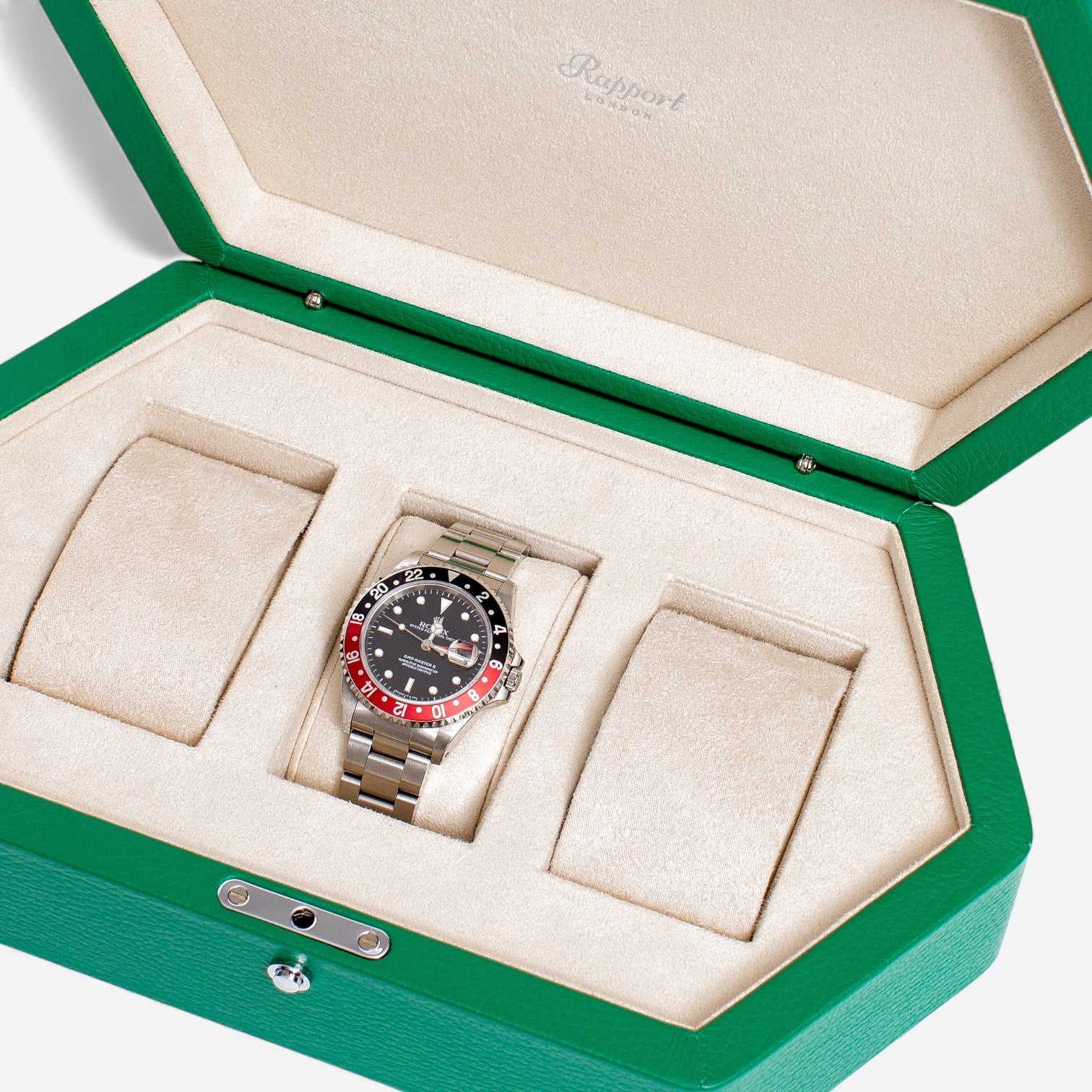 Rapport London Portobello Green Leather Three Watch Box TA44