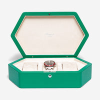 Rapport London Portobello Green Leather Three Watch Box TA44