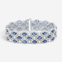 Diana M. Jewels 18K White Gold Sapphire & Diamond Multi-Strand Bracelet TB1832-1