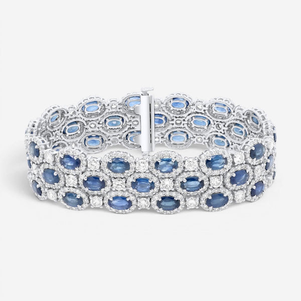 Diana M. Jewels 18K White Gold Sapphire & Diamond Multi-Strand Bracelet TB1832-1