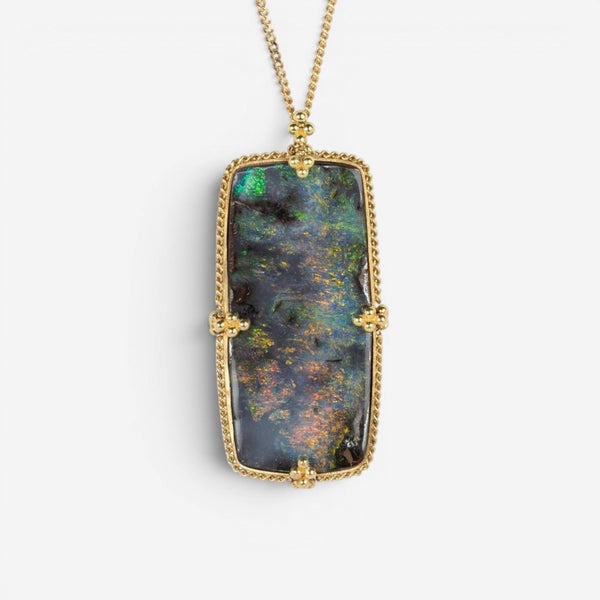 Amáli One of a Kind 18K Yellow Gold Boulder Opal Pendant Necklace N-3142-BOP