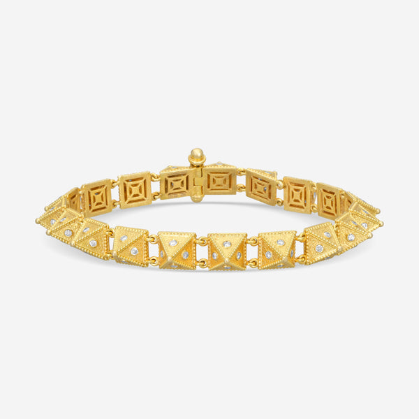 Cosibelli Queen 18K Yellow Gold Classic Geometric Diamond Link Bracelet 886056