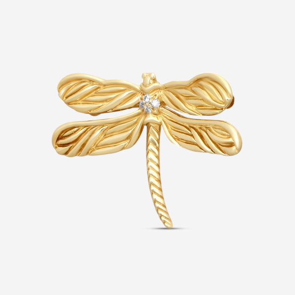 Suna 18K Yellow Gold Diamond Dragonfly Pin P7109Y