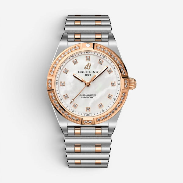 Breitling Chronomat Stainless Steel & 18K Rose Gold Quartz Ladies Watch U7231053