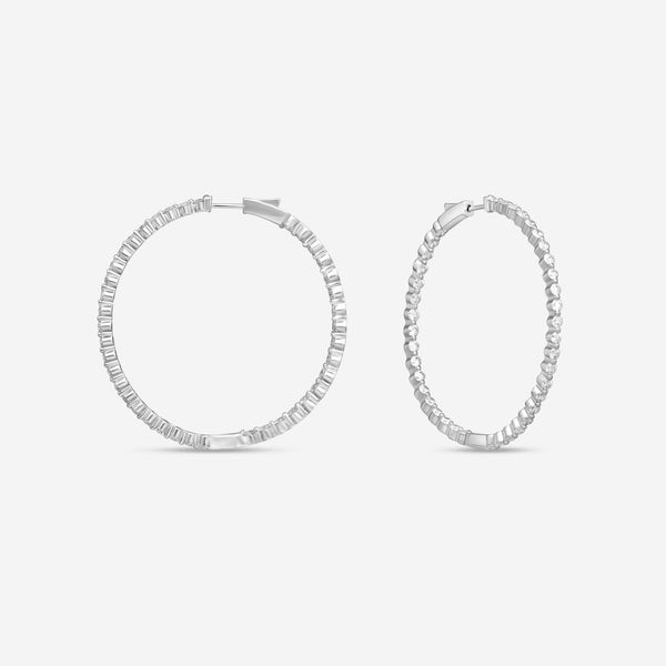 Ina Mar 14K White Gold Diamond Shared Prong Hoop Earrings E1183D-FW-400F - THE SOLIST