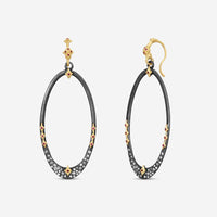 Armenta 18K Yellow Gold & Sterling Silver Ruby & Diamond Oval Hoop Earrings 2037
