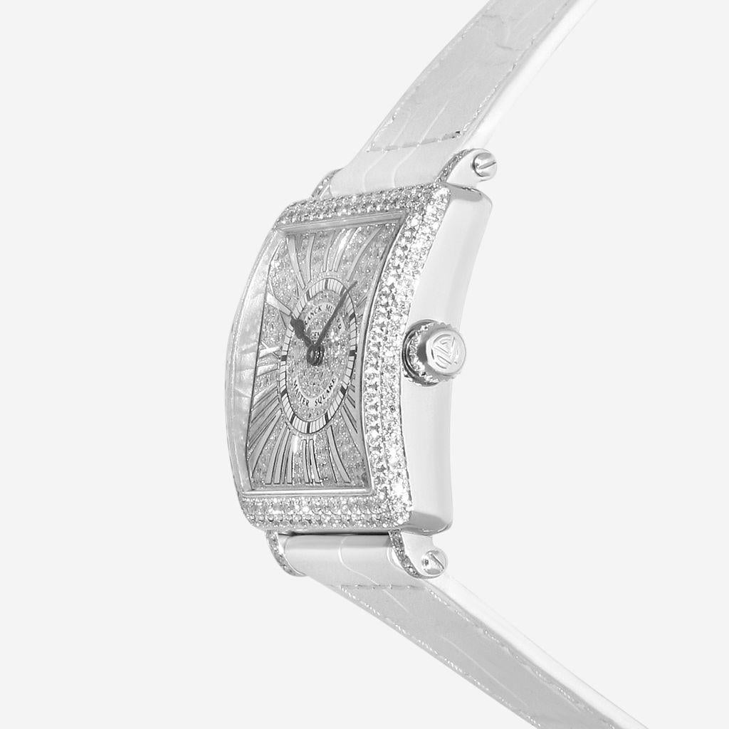 Franck Muller Master Square Relief 18K White Gold Diamond Quartz Ladies Watch 60
