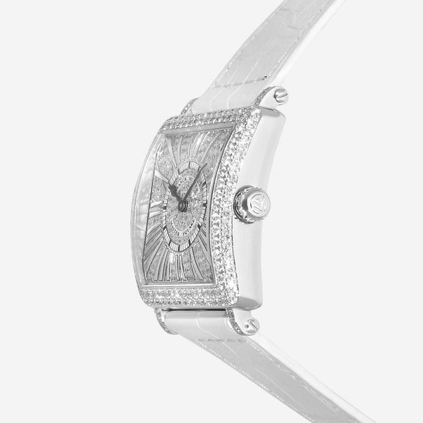 Franck Muller Master Square Relief 18K White Gold Diamond Quartz Ladies Watch 60