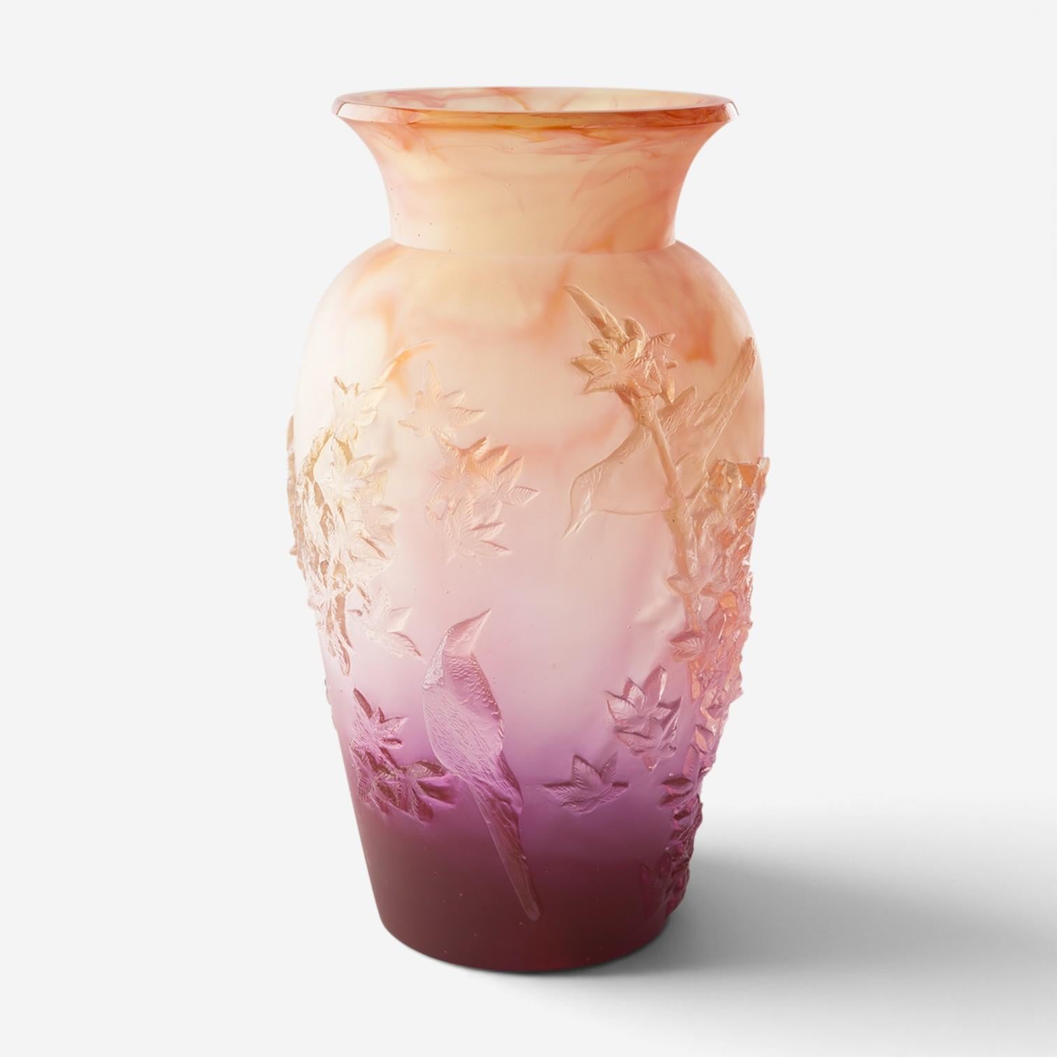 Daum Shogo Kariyazaki Limited Edition Spring Pink Crystal Vase 05294-1