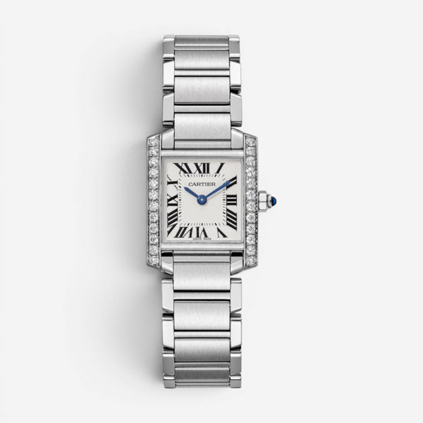 Cartier Tank Française Stainless Steel Diamond Quartz Ladies Watch W4TA0008