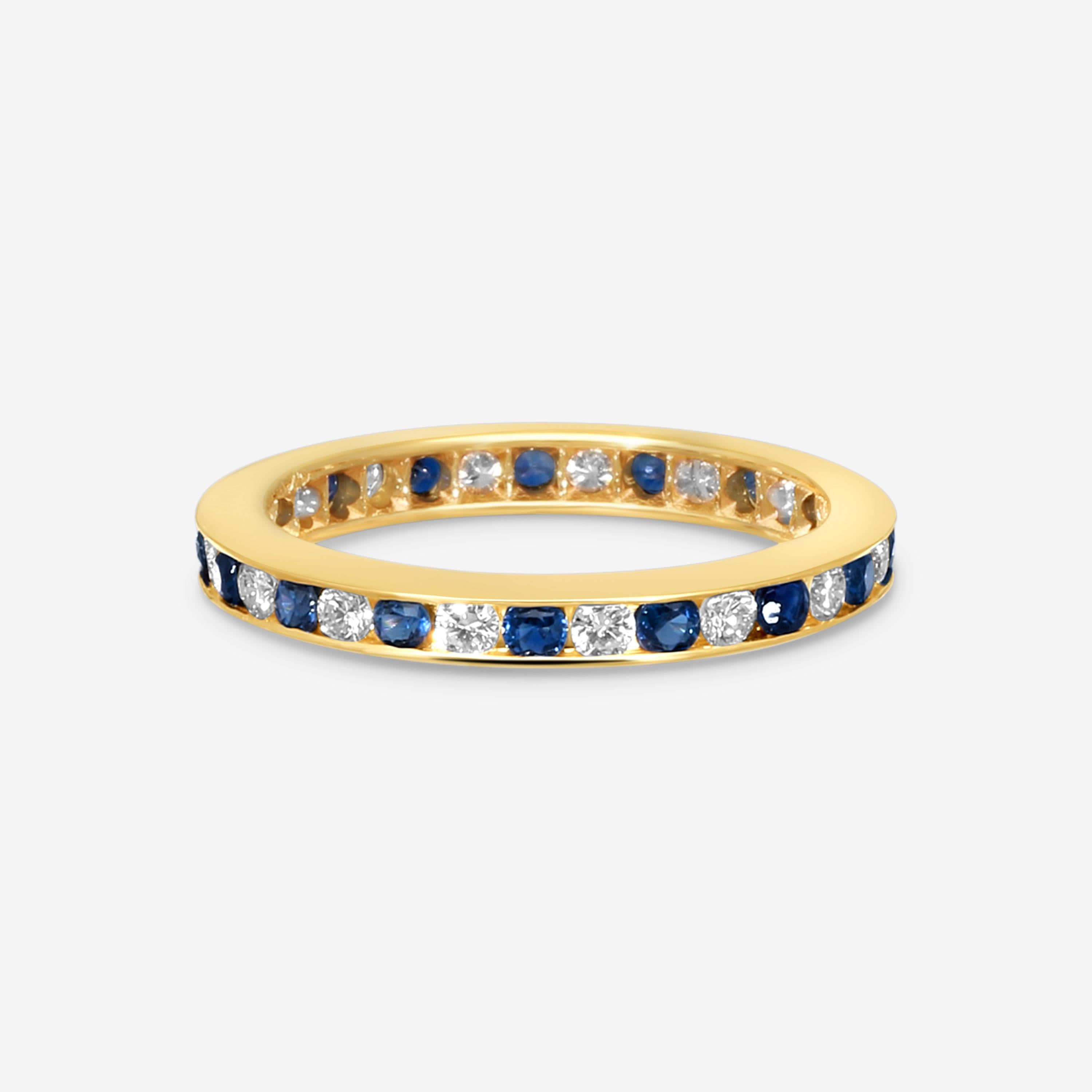 Suna 14K Yellow Gold Diamond & Sapphire Wedding Band Ring Sz. 5.75 W600S16YY
