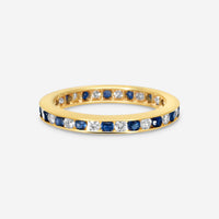 Suna 14K Yellow Gold Diamond & Sapphire Wedding Band Ring Sz. 5.75 W600S16YY