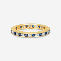 Suna 14K Yellow Gold Diamond & Sapphire Wedding Band Ring Sz. 5.75 W600S16YY