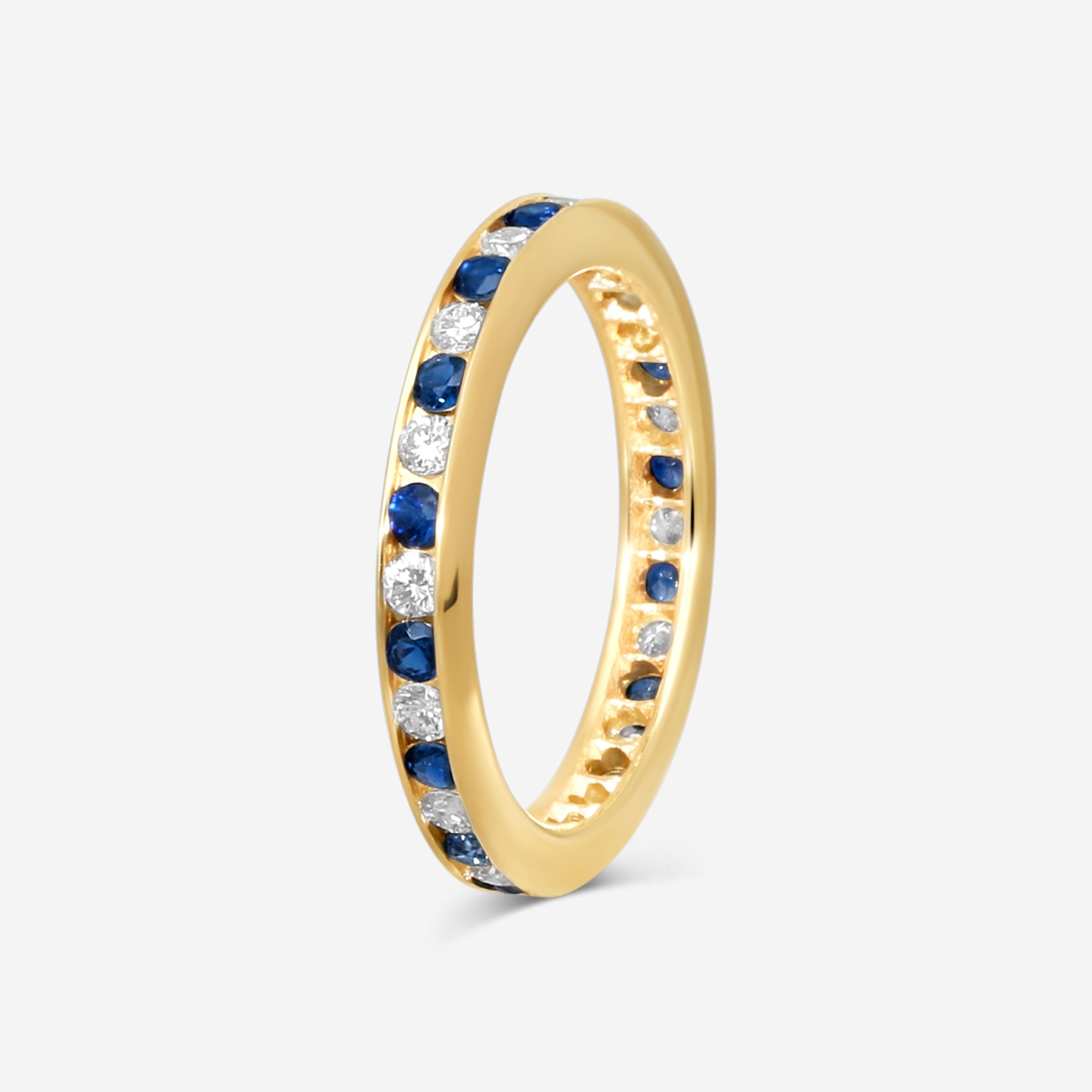 Suna 14K Yellow Gold Diamond & Sapphire Wedding Band Ring Sz. 5.75 W600S16YY