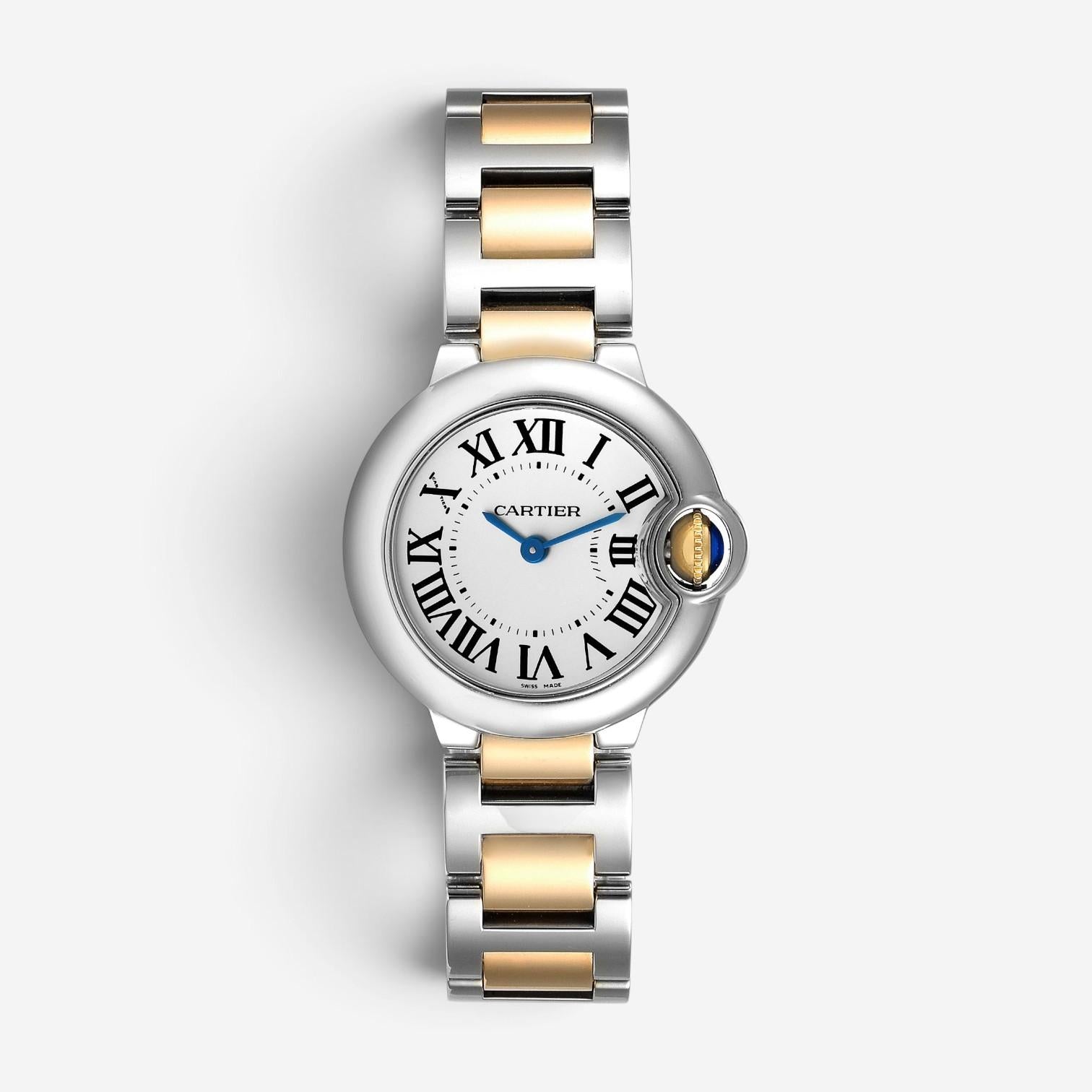 Cartier Ballon Bleu 18K Yellow Gold & Stainless Steel Quartz Ladies Watch W69007