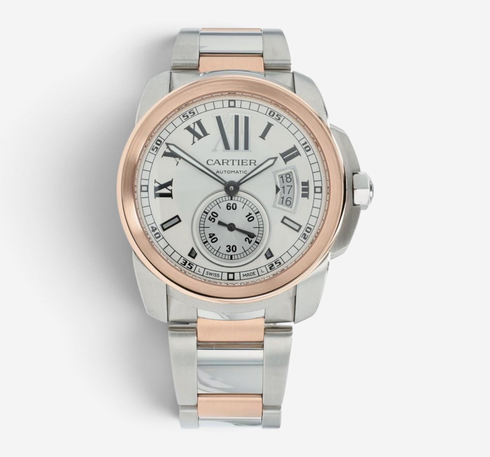 Cartier Calibre De Cartier 18K Rose Gold & Steel Automatic Men's Watch W7100036