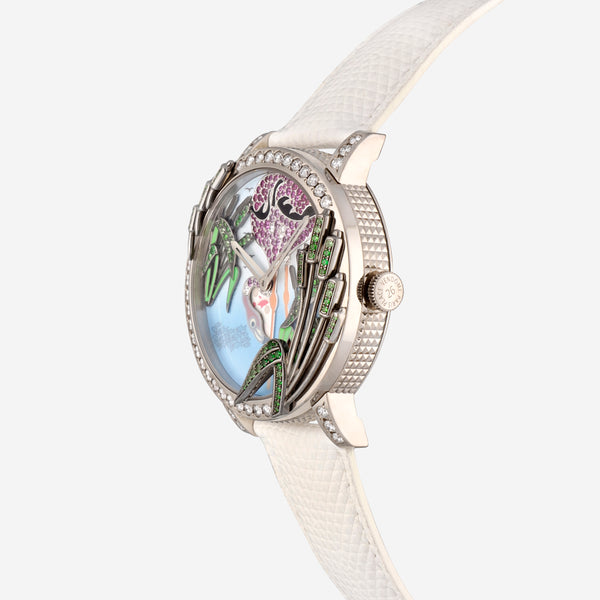 Boucheron Crazy Jungle Flamingo 18K White Gold Diamond, Tsavorite and Pink Sapphire Watch WA010225 - THE SOLIST