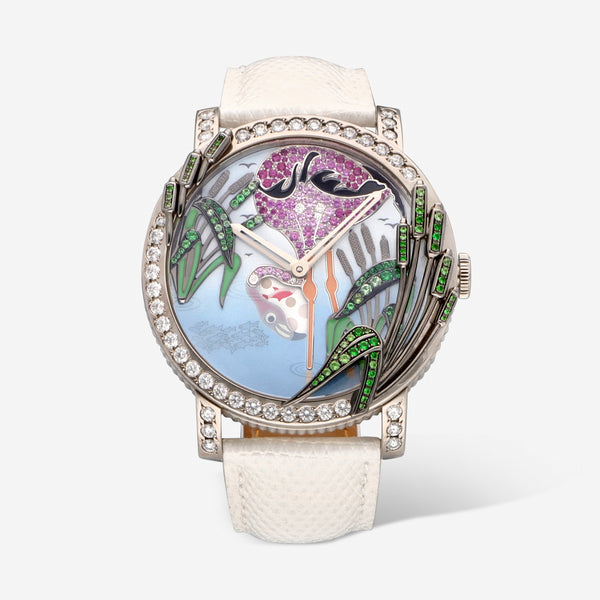 Boucheron Crazy Jungle Flamingo 18K White Gold Diamond, Tsavorite and Pink Sapphire Watch WA010225 - THE SOLIST