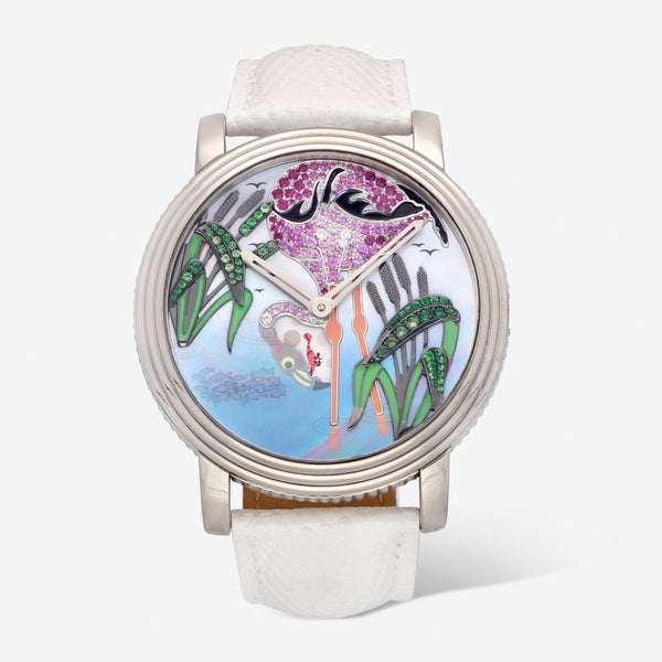 Boucheron Crazy Jungle Flamingo 18K White Gold Diamond, Tsavorite and Pink Sapphire Watch WA010226 - THE SOLIST
