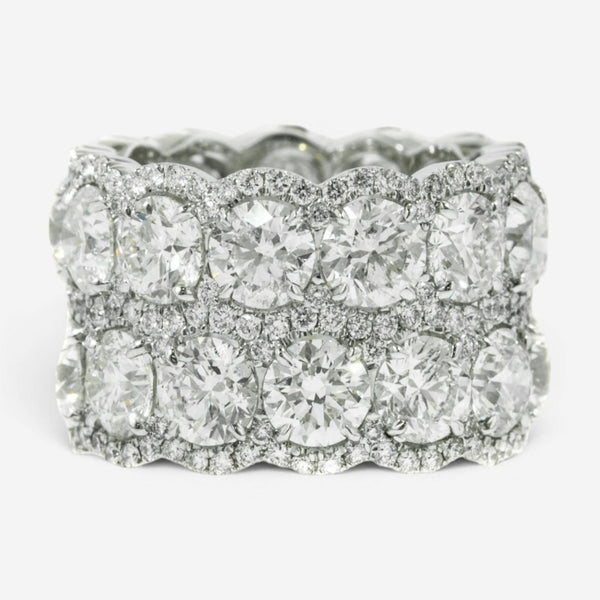 Diana M. Jewels Platinum Diamond Two-Row Eternity Band Ring Sz. 6.5 WB4733
