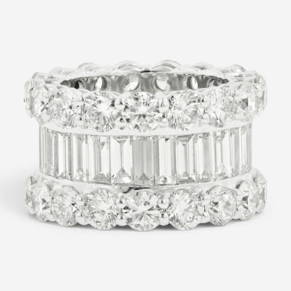 Diana M. Jewels 18K White Gold Diamond Three-Row Band Ring Sz. 6.5 WB4788