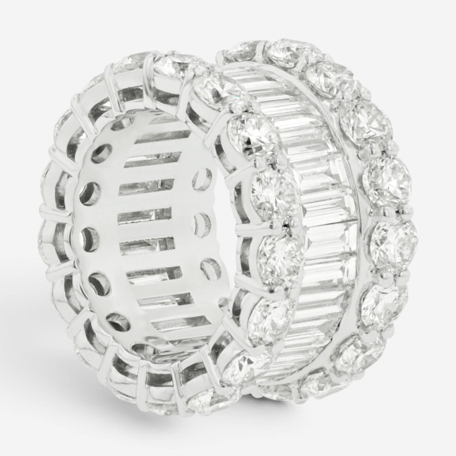 Diana M. Jewels 18K White Gold Diamond Three-Row Band Ring Sz. 6.5 WB4788