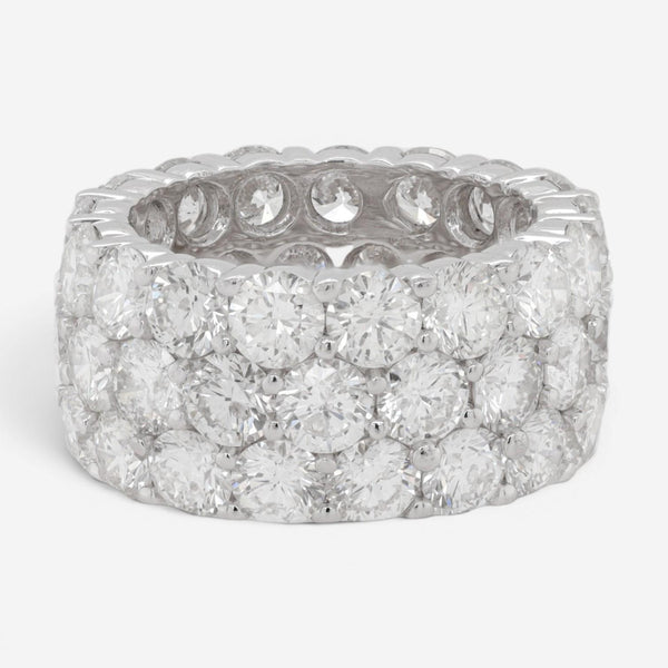 Diana M. Jewels 18K White Gold Diamond 3-Row Wedding Eternity Band Ring WB4792