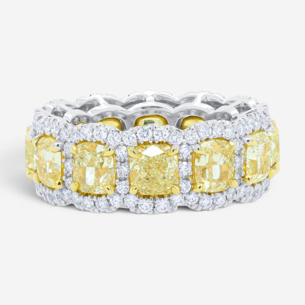 Diana M. Jewels Eternity 18K Yellow Gold & Platinum Diamond Band Sz. 6.5 WB5029