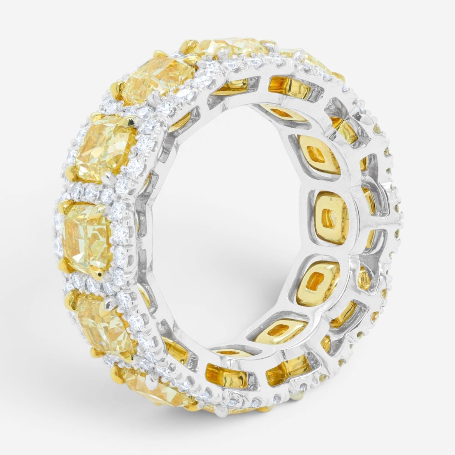 Diana M. Jewels Eternity 18K Yellow Gold & Platinum Diamond Band Sz. 6.5 WB5029