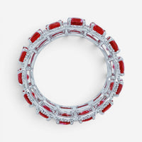 Diana M. Jewels 18K White Gold Ruby & Diamond Halo Band Ring Sz. 6 WB5151