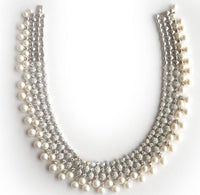 Goshwara G-One 18K White Gold Diamond & Cultured Pearl Choker Necklace WG0002