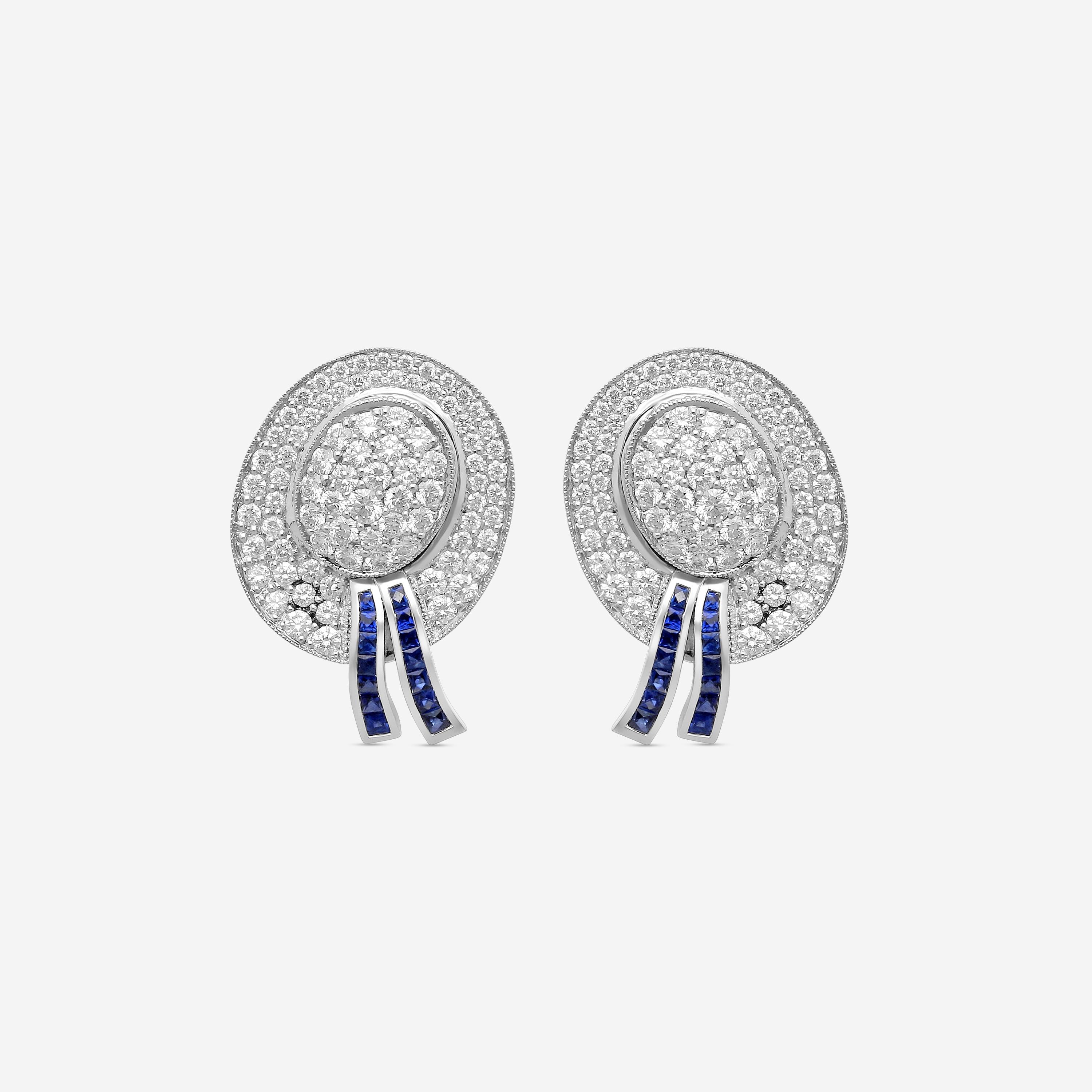 Goshwara G-One Platinum & Sapphire Diamond Hat Shaped Studs WG0003
