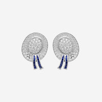 Goshwara G-One Platinum & Sapphire Diamond Hat Shaped Studs WG0003