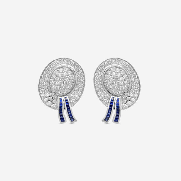 Goshwara G-One Platinum & Sapphire Diamond Hat Shaped Studs WG0003