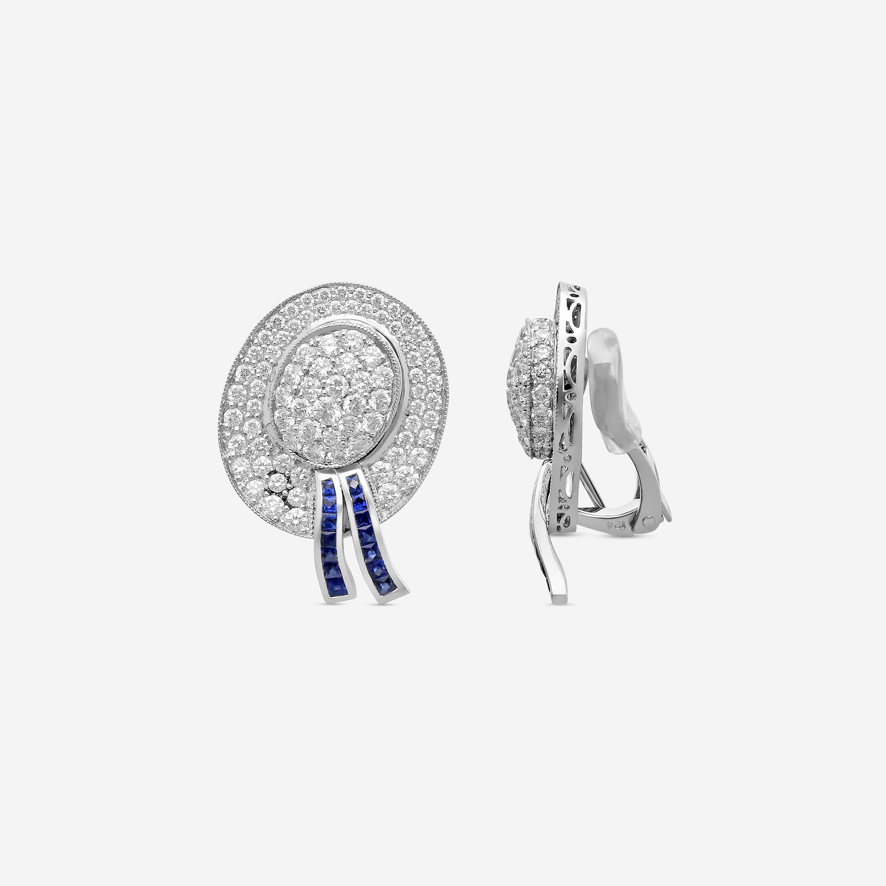 Goshwara G-One Platinum & Sapphire Diamond Hat Shaped Studs WG0003
