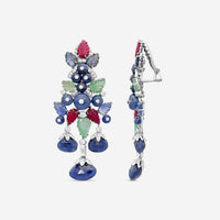 Goshwara G-One 18K White Gold Diamond & Previous Stones Drop Earrings WG0005