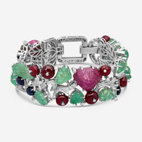 Goshwara G-One 18K White Gold Diamond & Previous Stones Statement Bracelet W7