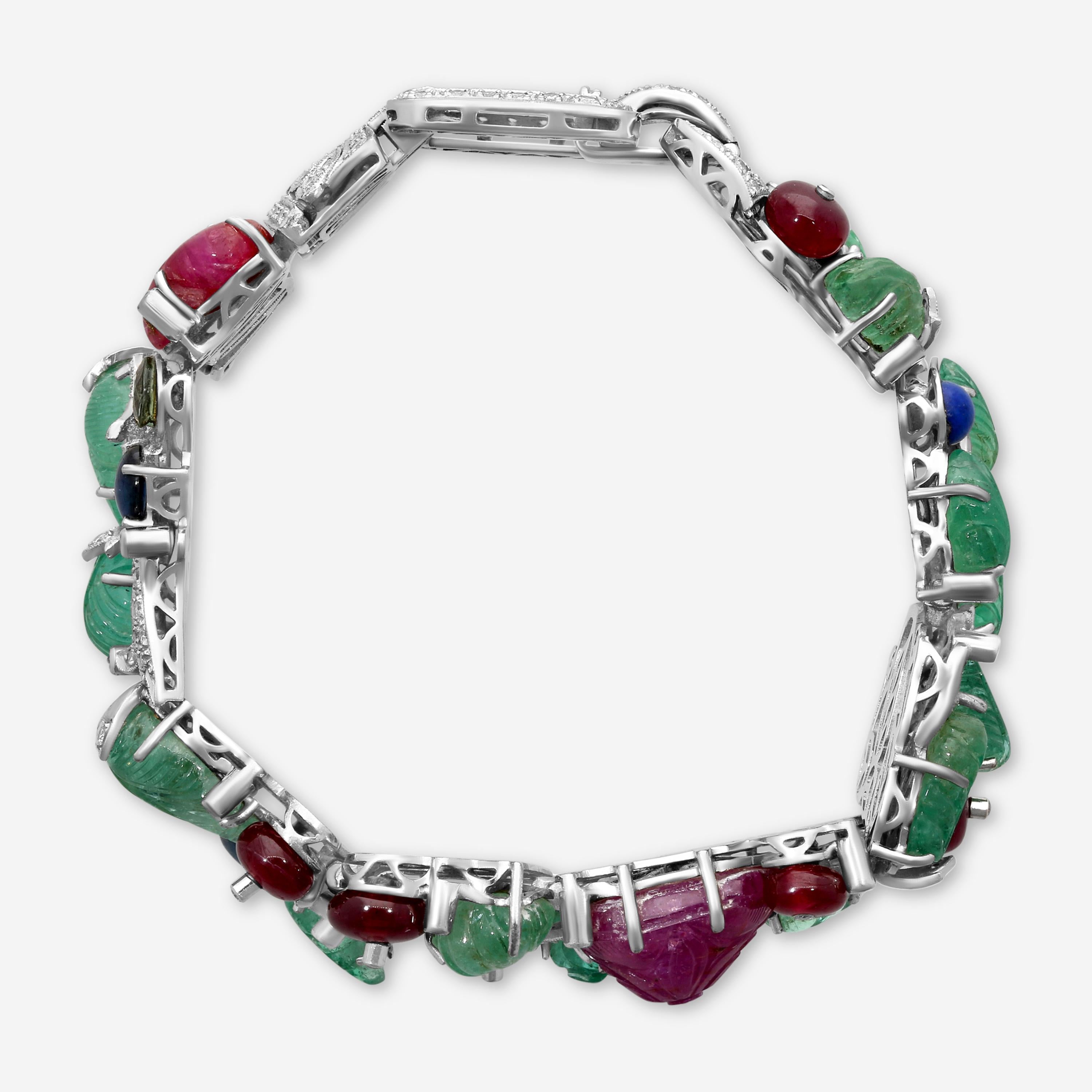 Goshwara G-One 18K White Gold Diamond & Previous Stones Statement Bracelet W7