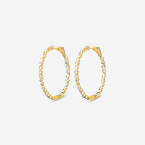 Ina Mar 14K Yellow Gold Diamond Shared Prong Hoop Earrings E1183C-FY-300F - THE SOLIST