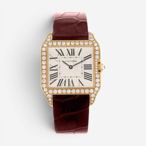 Cartier Santos Dumont 18K Rose Gold Diamond Quartz Ladies Watch WH100351