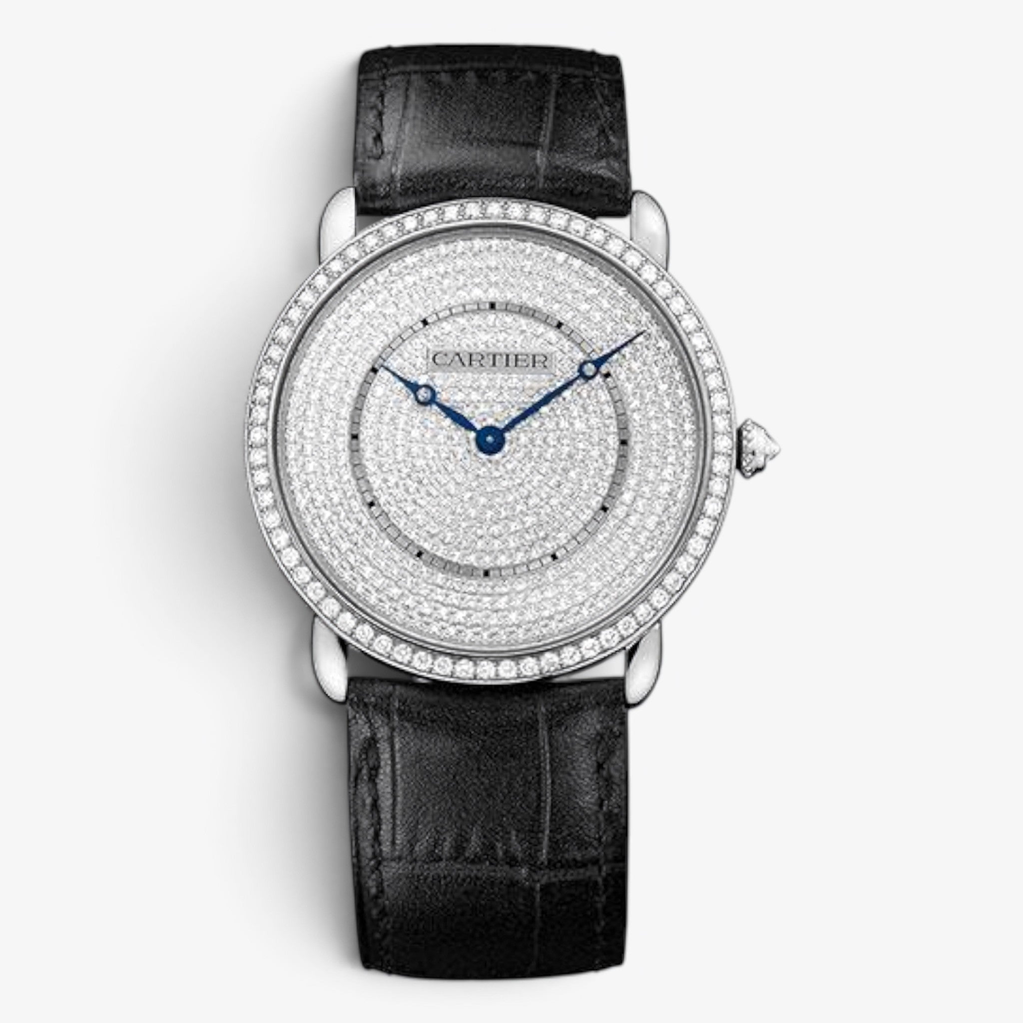 Cartier Ronde Louis 18K White Gold Diamond Manual Wind Unisex Watch WR007007