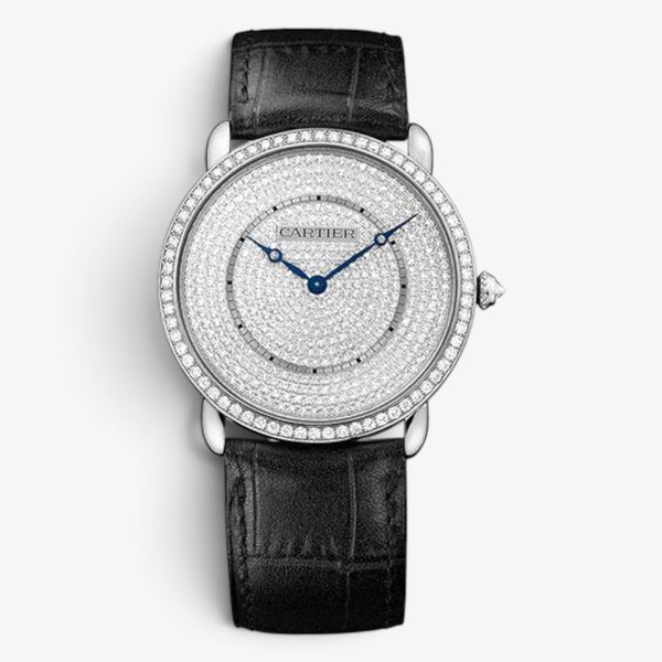 Cartier Ronde Louis 18K White Gold Diamond Manual Wind Unisex Watch WR007007