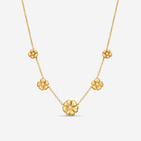 Suna 18K Yellow Gold Diamond 5-Flower Pendant Necklace N7614Y
