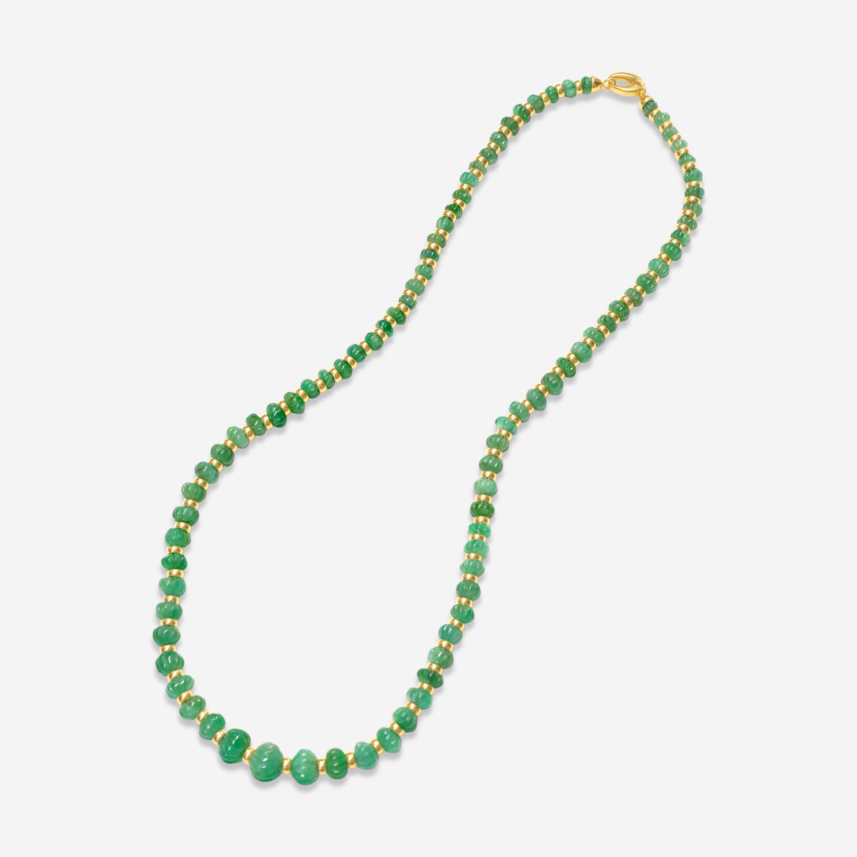 Goshwara G-One 18K Yellow Gold Fluted Emerald Bead One-Strand Necklace JN0373-EMY - THE SOLIST