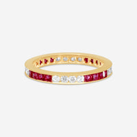 Suna 14K Yellow Gold Diamond & Ruby Wedding Band Ring Sz. 6.75 W907R16YY