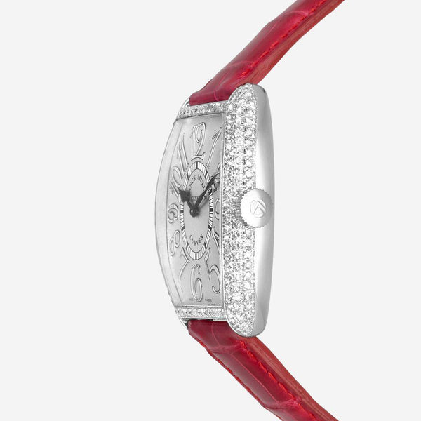 Franck Muller Cintree Curvex 18K White Gold Diamond Quartz Ladies Watch 5852QZD