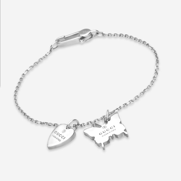 Gucci Sterling Silver Heart and Butterfly Charm Bracelet YBA223516001017