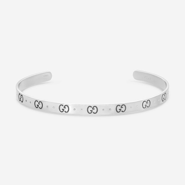 GUCCI Icon Thin Bangle 18kt White Gold Bracelet YBA434524003016 MSRP $2,700 - THE SOLIST