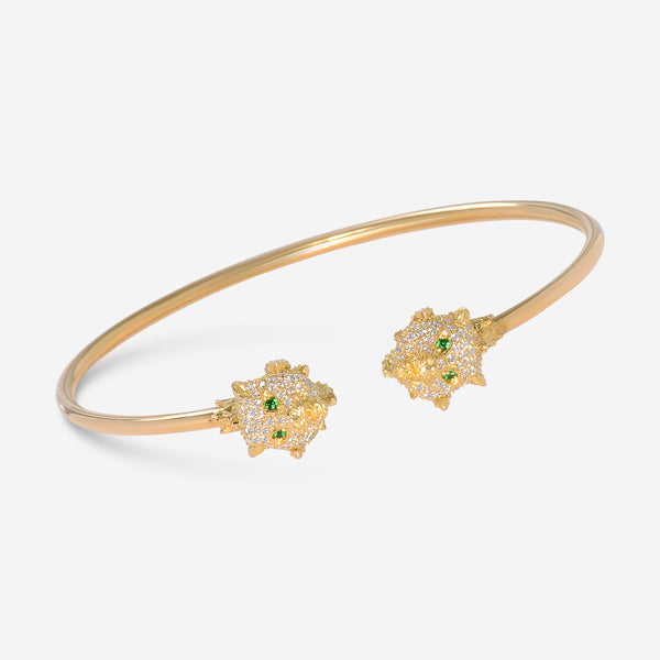 Gucci Le Marche Des Merveilles 18K Yellow Gold, Diamond 0.63ct. tw. and Tsavorite Cuff Bracelet YBA482053001018 - THE SOLIST